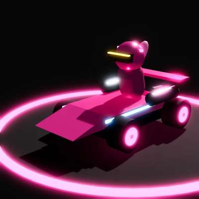 Fahrerin Nitro-Nina im pinken Sportwagen mit Nitro-Flaschen