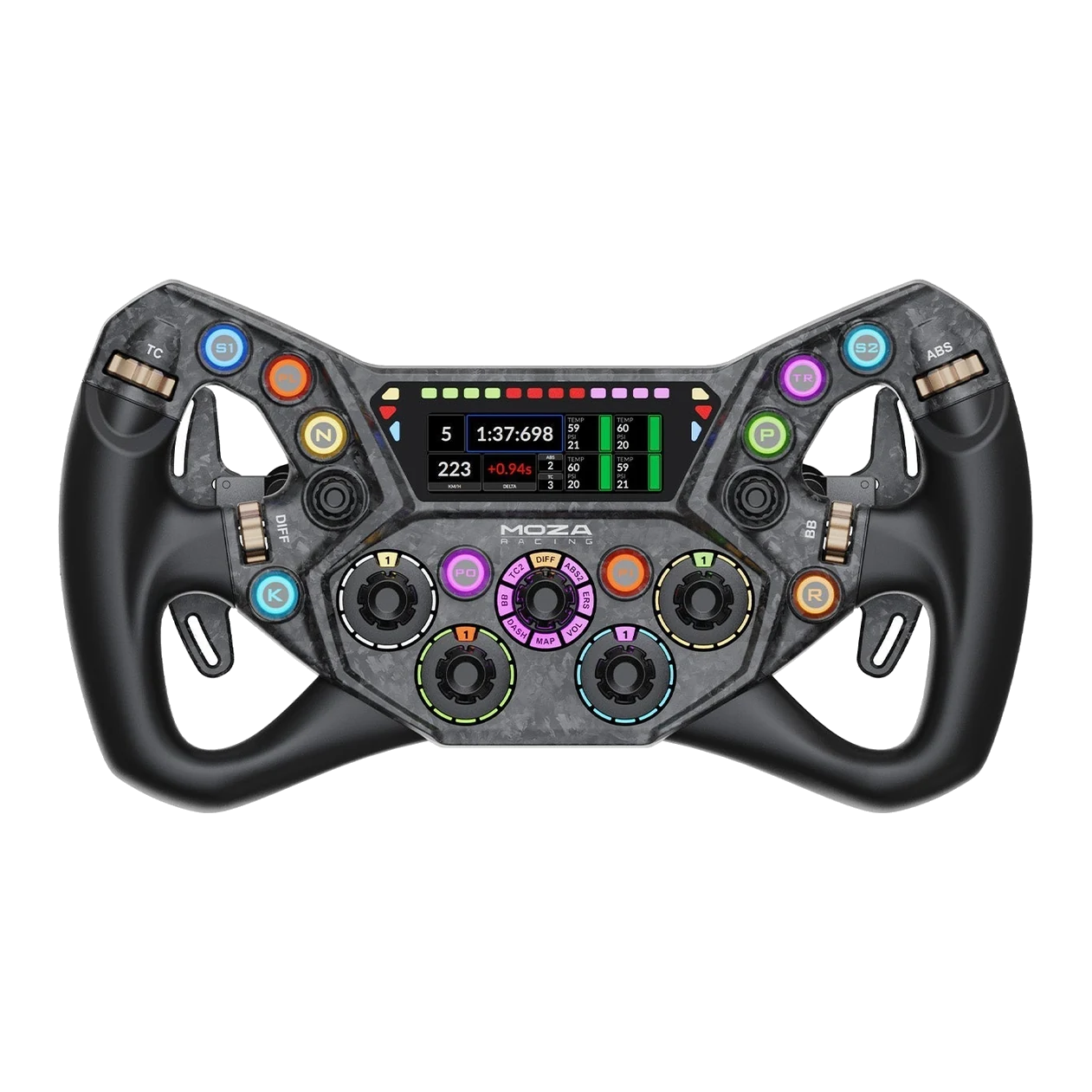 MOZA KS Pro GT-Lenkrad mit 2.99-Zoll-Display – Frontansicht